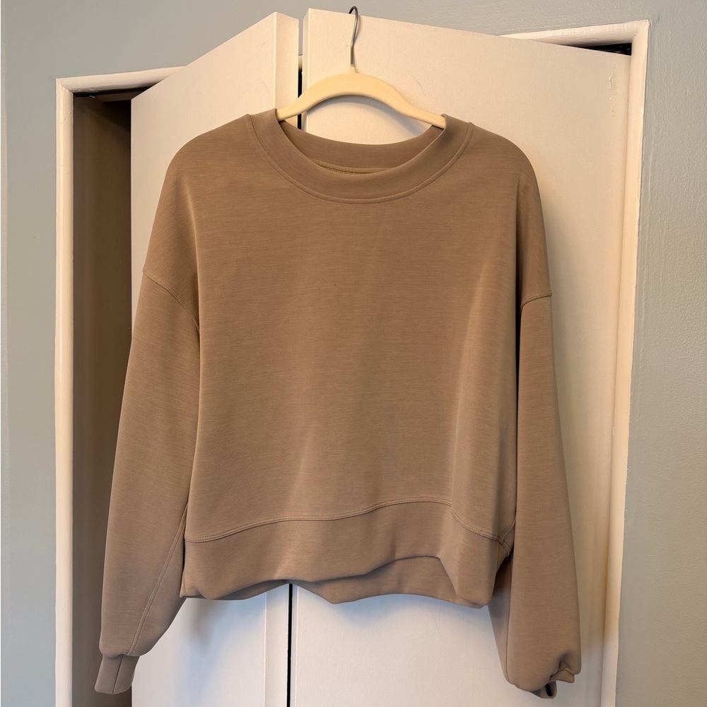 Lululemon Softstreme Perfectly Oversized Cropped Crewneck in Tan